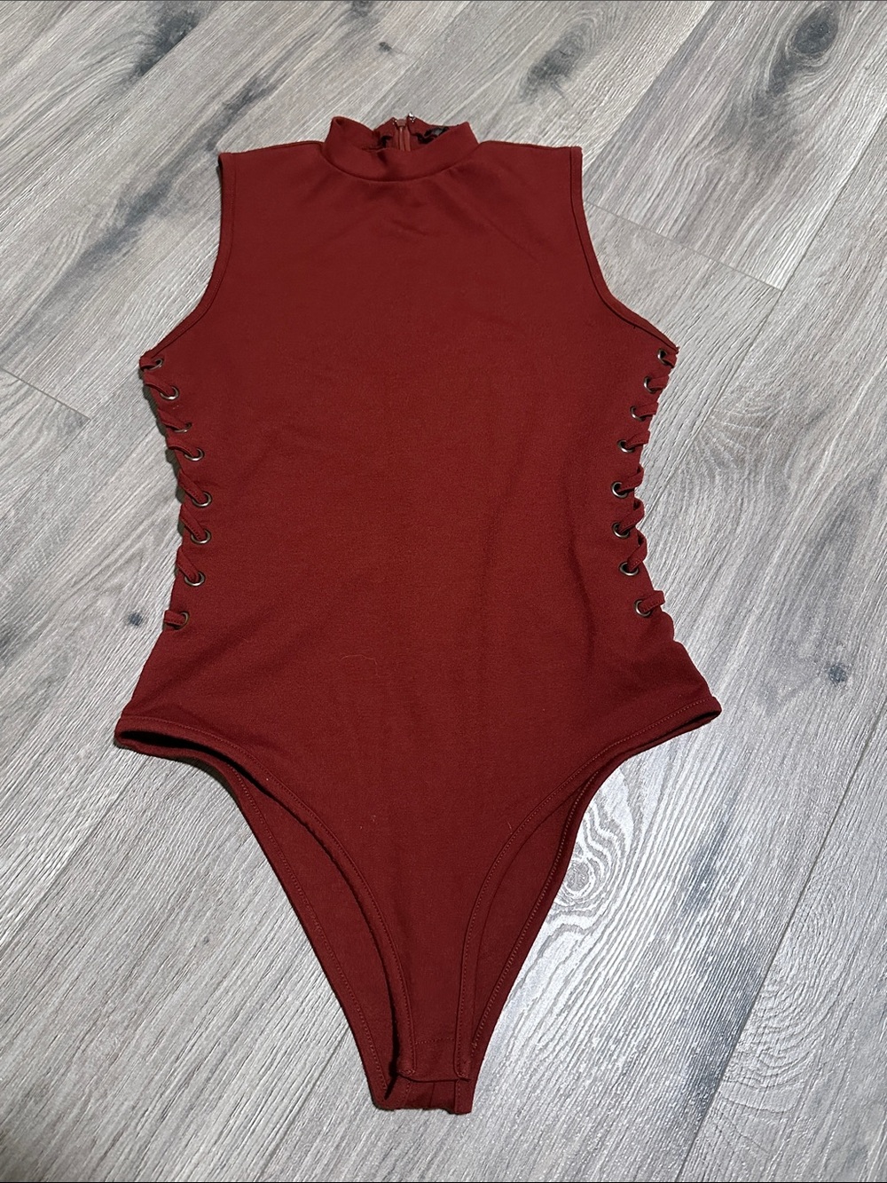 Forever 21 Kids Sleeveless Lace-Up One-Piece in Maroon
